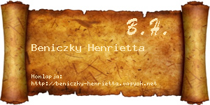 Beniczky Henrietta névjegykártya